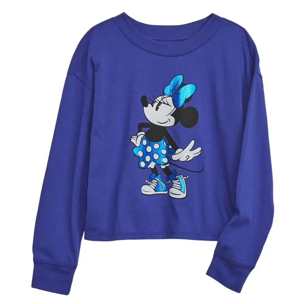 Gap Kids Disney Minnie Mouse Relaxed Graphic T-Shirt in Blue, Size L